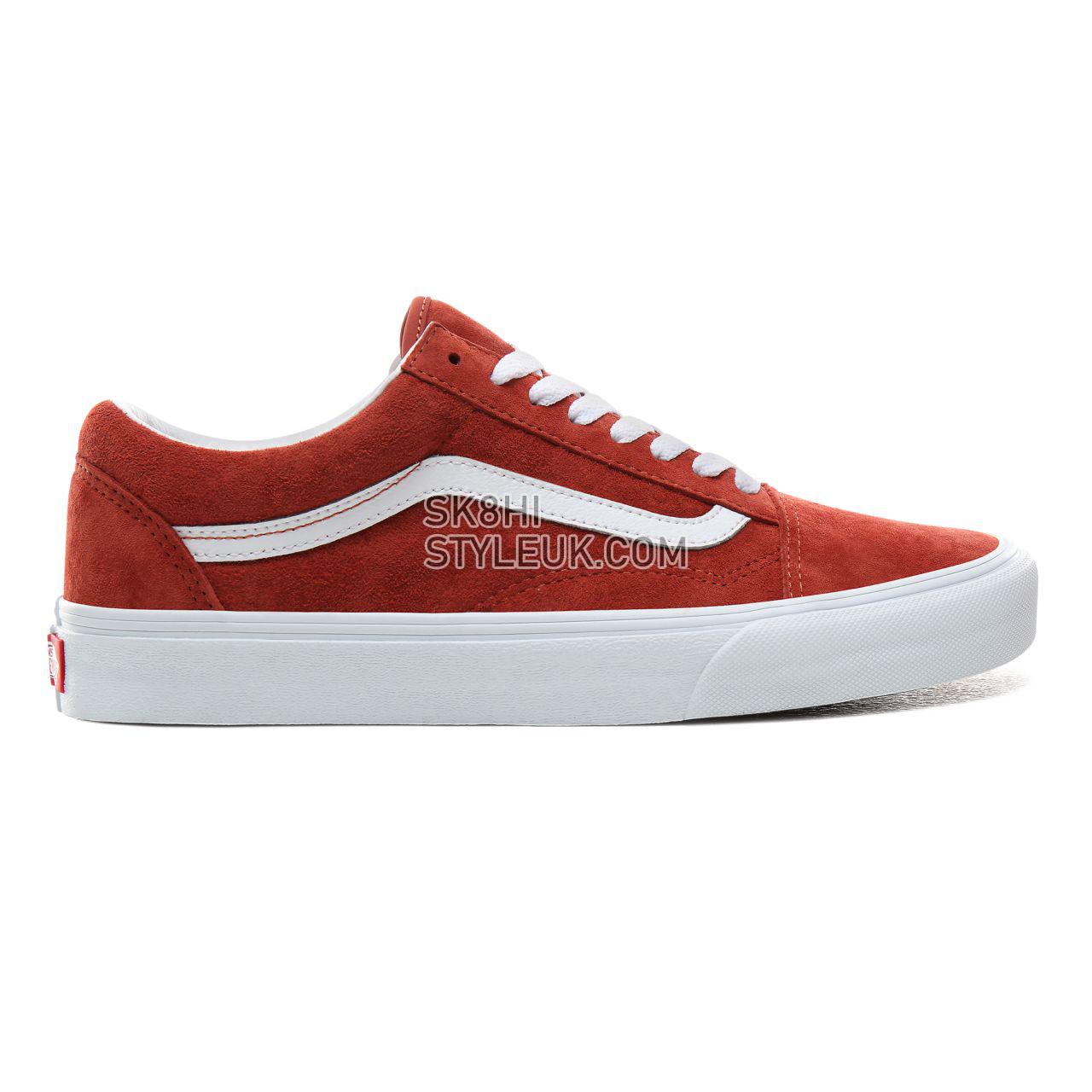 Vans Pig Suede Old Skool Classic Mens Womens - (Pig Suede) Burnt brick/True White VN0A4BV5V75 Shoes