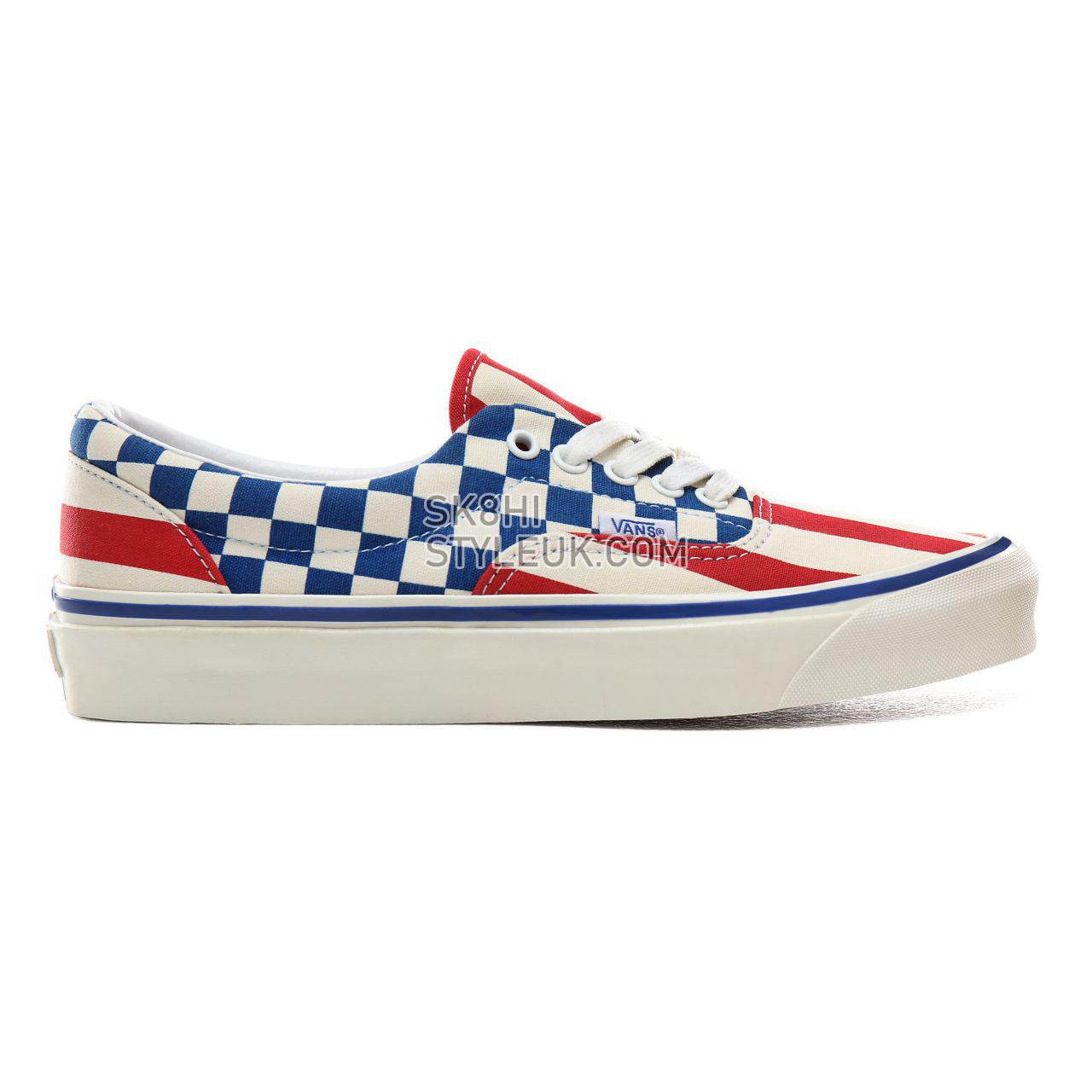 Vans Anaheim Factory Era 95 DX Classic Mens Womens - (Anaheim Factory) Og Red Stripes/Og Blue check VN0A2RR1VYC Shoes