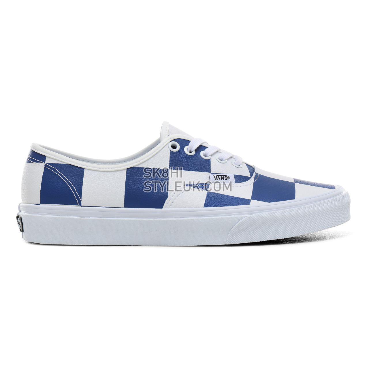 Vans Leather Check Authentic Classic Mens Womens - (Leather Check) true white/true blue VN0A2Z5IT67 Shoes