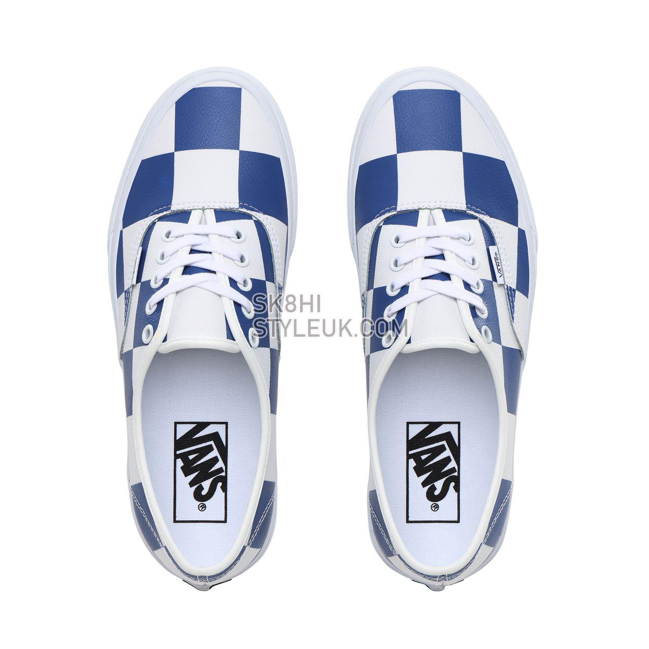 Vans Leather Check Authentic Classic Mens Womens - (Leather Check) true white/true blue VN0A2Z5IT67 Shoes