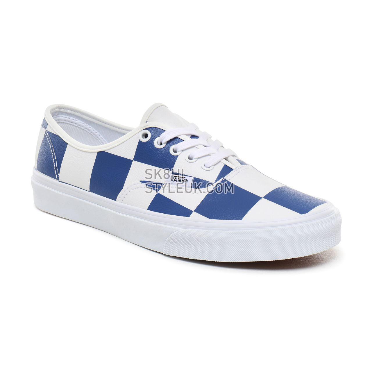 Vans Leather Check Authentic Classic Mens Womens - (Leather Check) true white/true blue VN0A2Z5IT67 Shoes