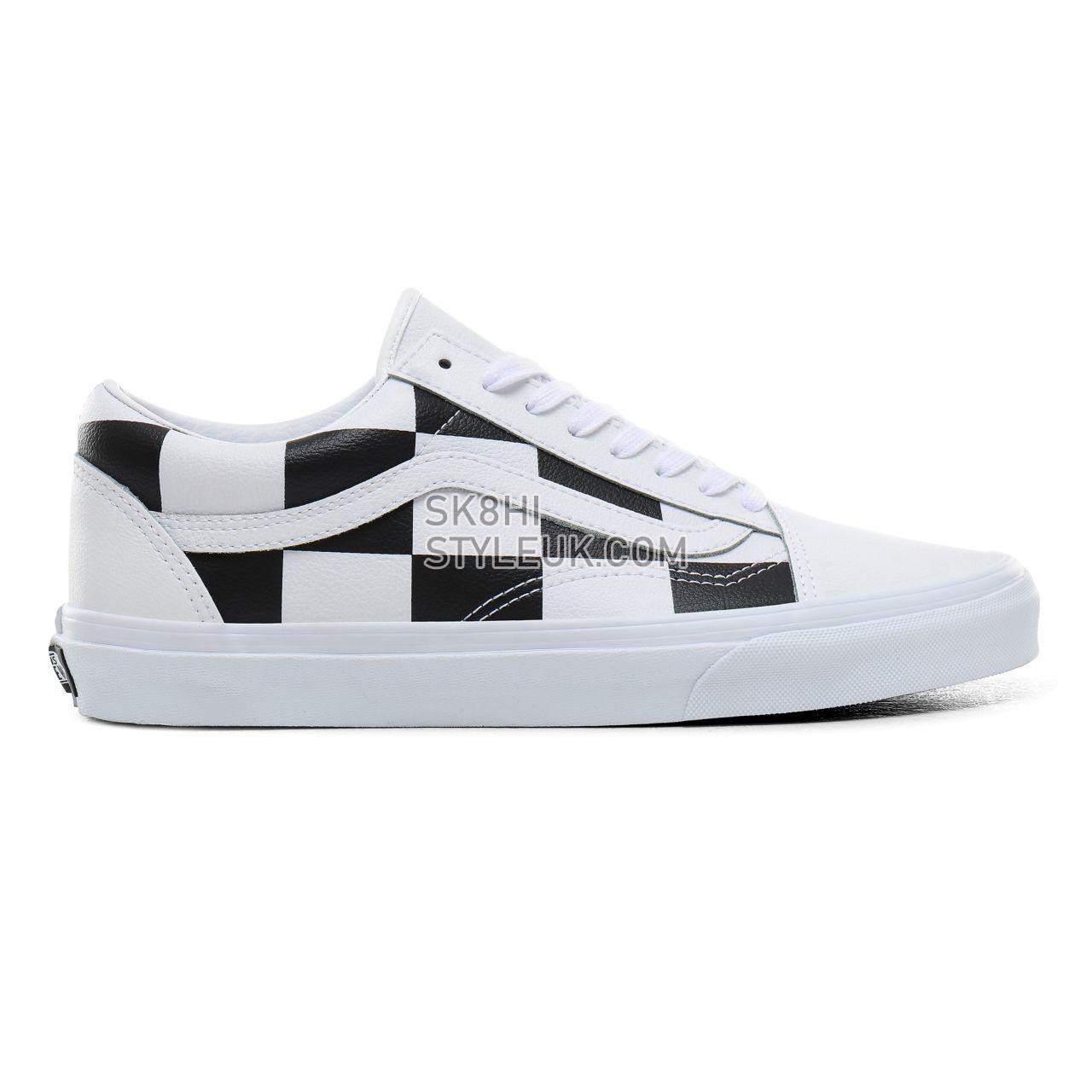 Vans Leather Check Old Skool Classic Mens Womens - (Leather Check) true white/black VN0A4BV5TPL Shoes