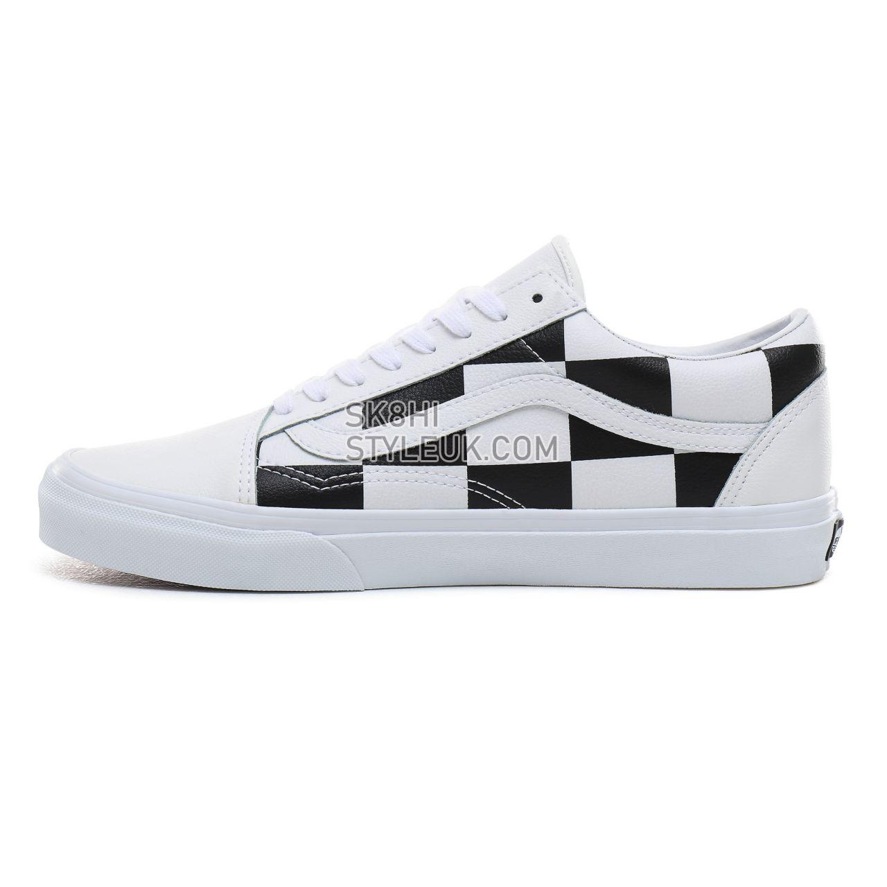 Vans Leather Check Old Skool Classic Mens Womens - (Leather Check) true white/black VN0A4BV5TPL Shoes