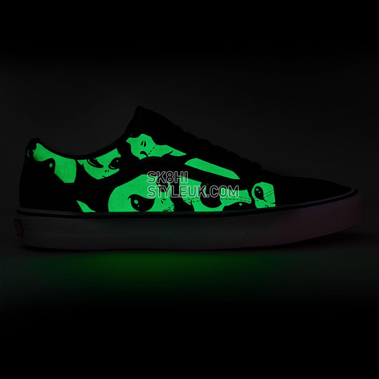 Vans Alien Ghosts Old Skool Classic Mens Womens - (Alien Ghosts) black/true white VN0A4BV5TB1 Shoes