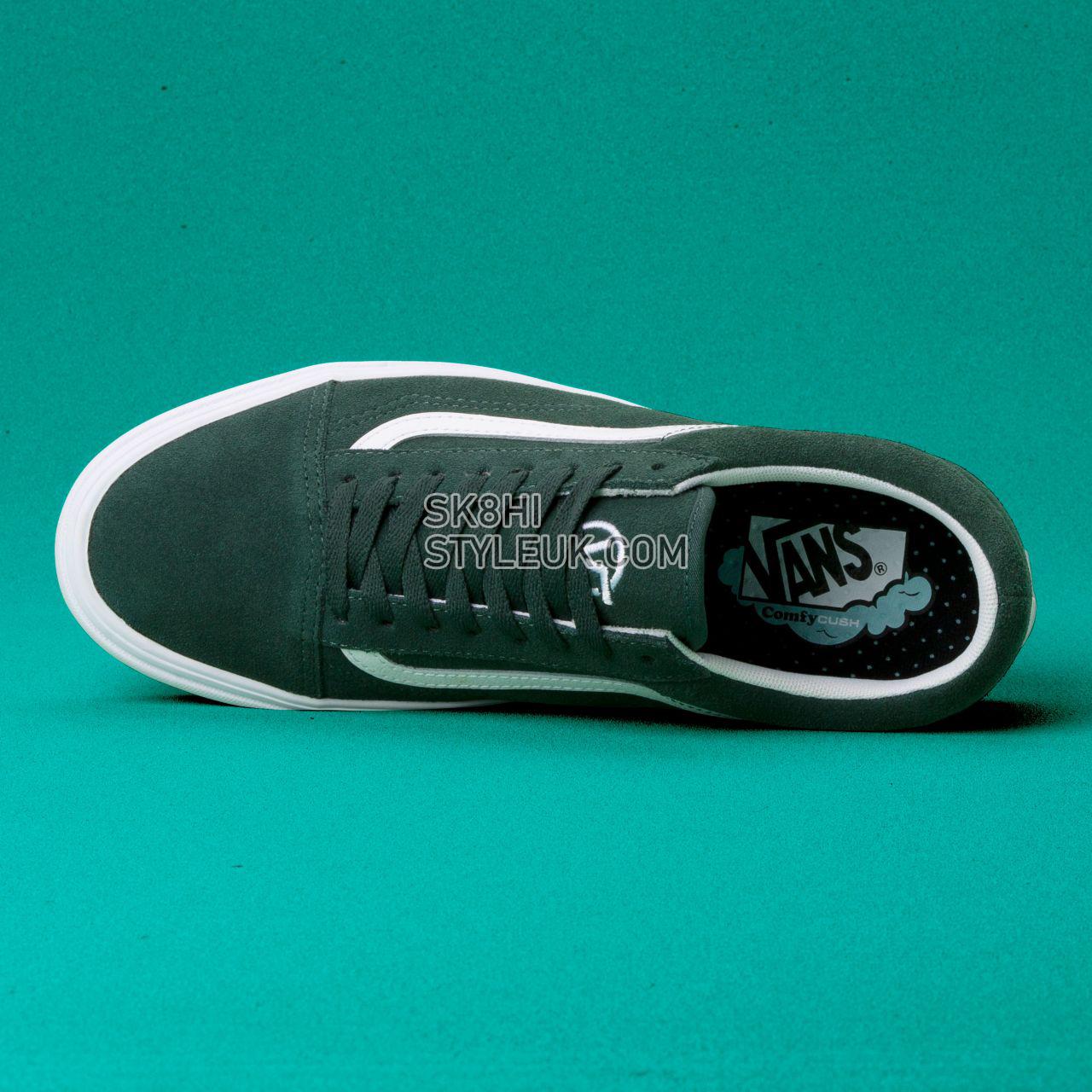 Vans Distort Comfycush Old Skool Classic Mens Womens - (Distort) Trekking Green/True White VN0A3WMAVWX Shoes