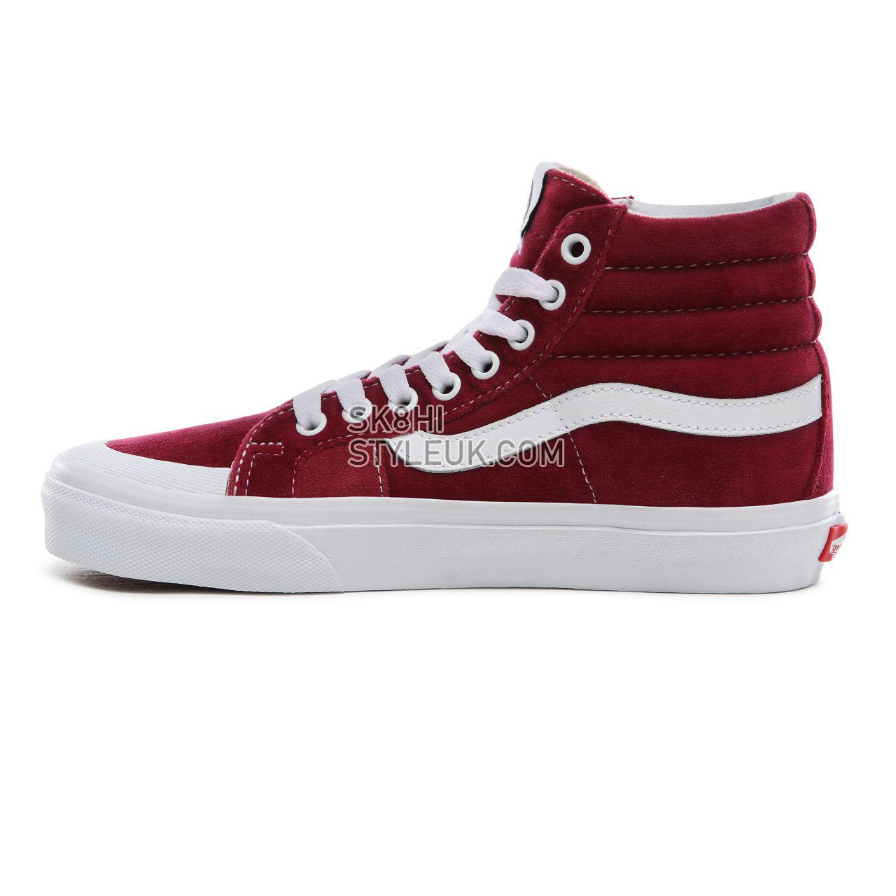 Vans Velvet SK8-Hi Reissue 138 Classic Womens - (Velvet) beet red/true white VN0A4P3ZTCD Shoes