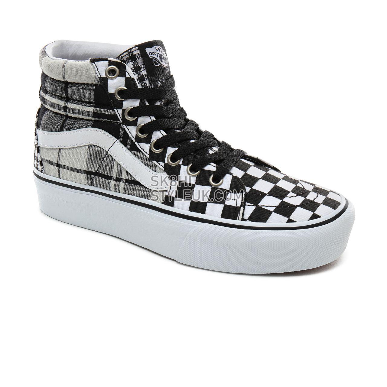 Vans Plaid Checkerboard Sk8-Hi Plarform 2.0 Classic Womens - (Plaid Checkerboard) Black/True White VN0A3TKNVYD Shoes