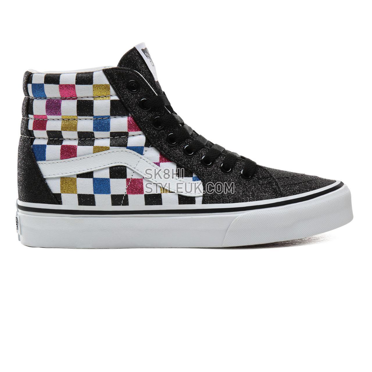 Vans Glitter Checkerboard Sk8-Hi Classic Womens - (Glitter Checkerboard) Black/True White VN0A4BV6V3P Shoes