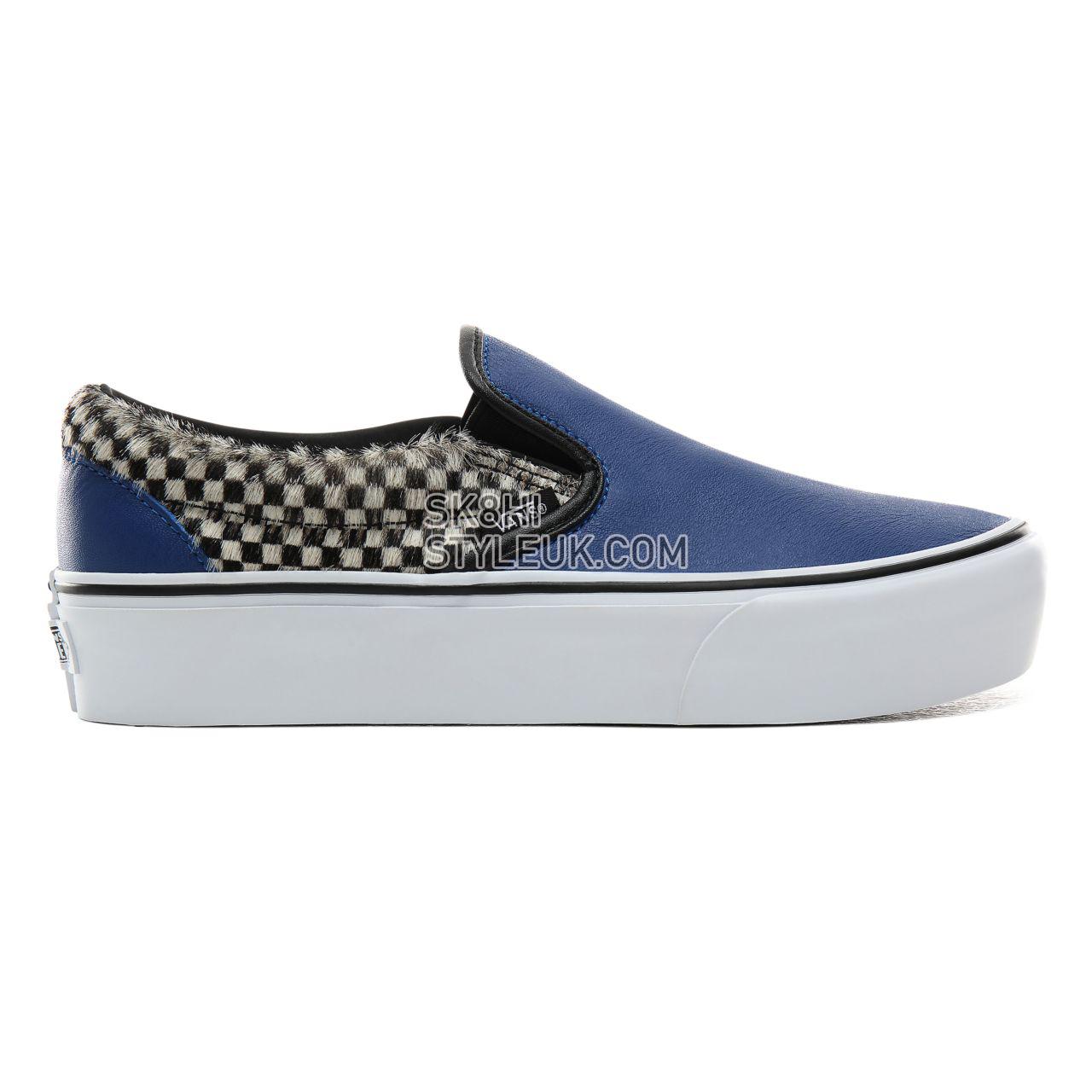 Vans Python Check Classic Slip-On Platform Classic Womens - (Python Check) Princess Blue/True White VN0A3JEZV9P Shoes