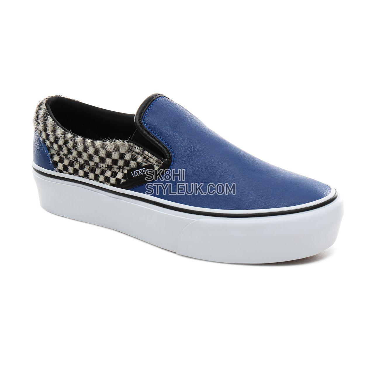 Vans Python Check Classic Slip-On Platform Classic Womens - (Python Check) Princess Blue/True White VN0A3JEZV9P Shoes