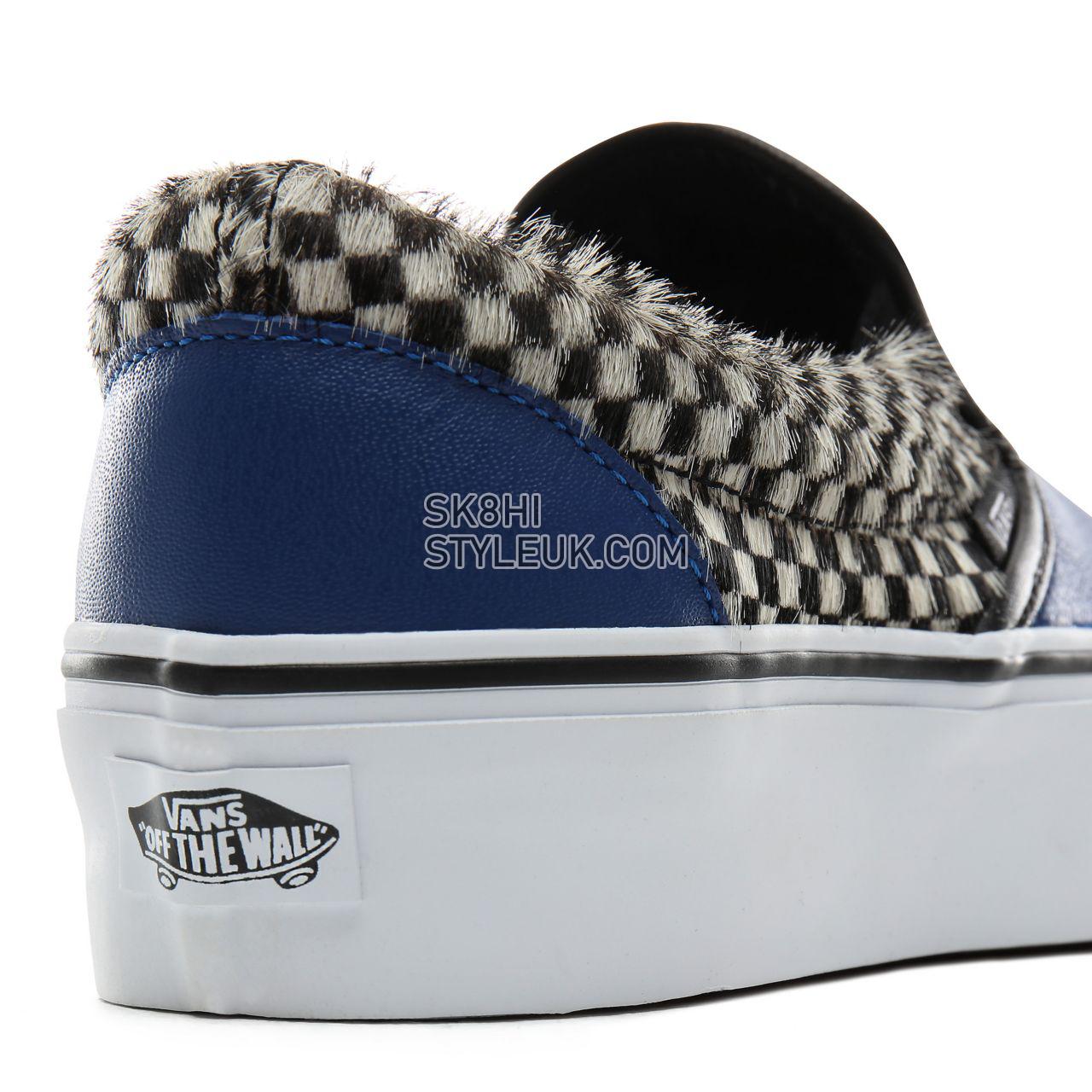 Vans Python Check Classic Slip-On Platform Classic Womens - (Python Check) Princess Blue/True White VN0A3JEZV9P Shoes