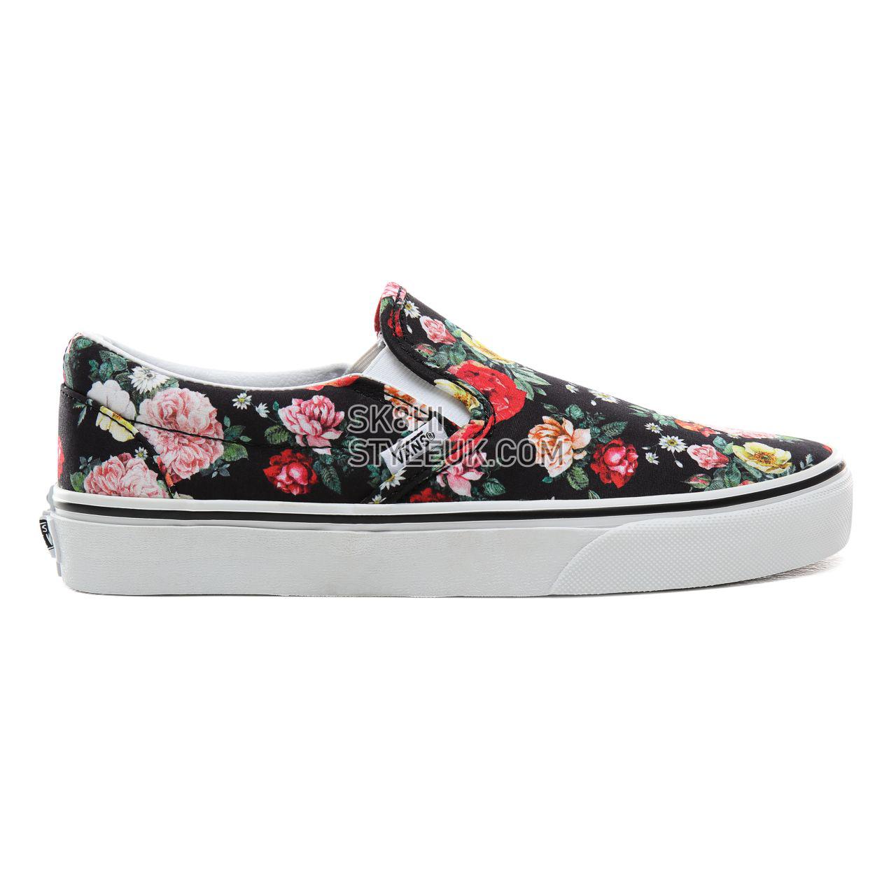 Vans Garden Floral Classic Slip-On Classic Womens - (Garden Floral) Black/True White VN0A4BV3V8X Shoes