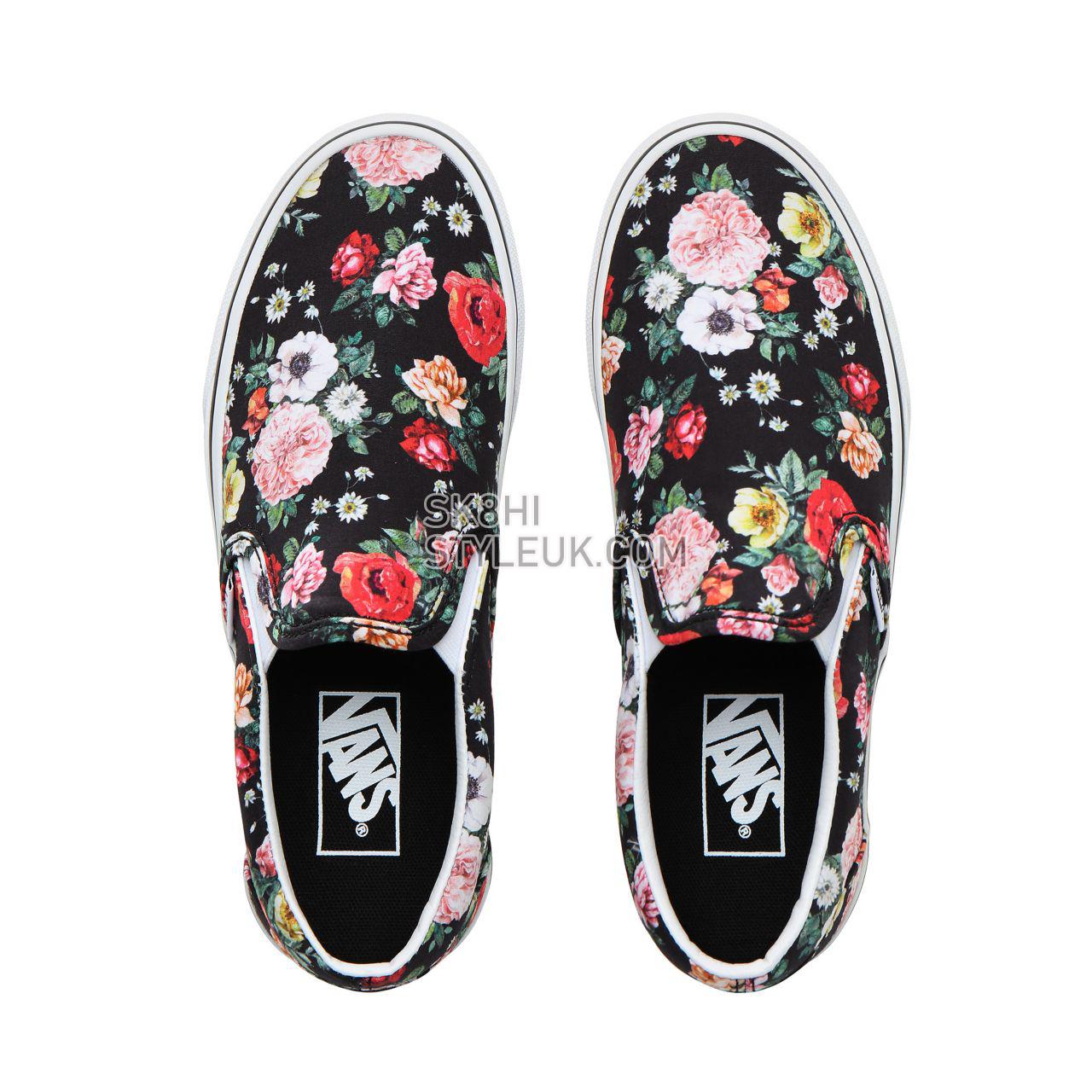 Vans Garden Floral Classic Slip-On Classic Womens - (Garden Floral) Black/True White VN0A4BV3V8X Shoes