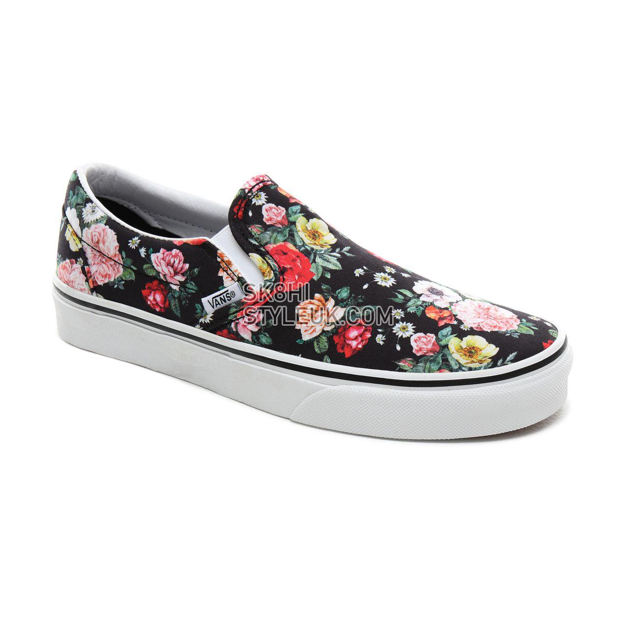 Vans Garden Floral Classic Slip-On Classic Womens - (Garden Floral) Black/True White VN0A4BV3V8X Shoes