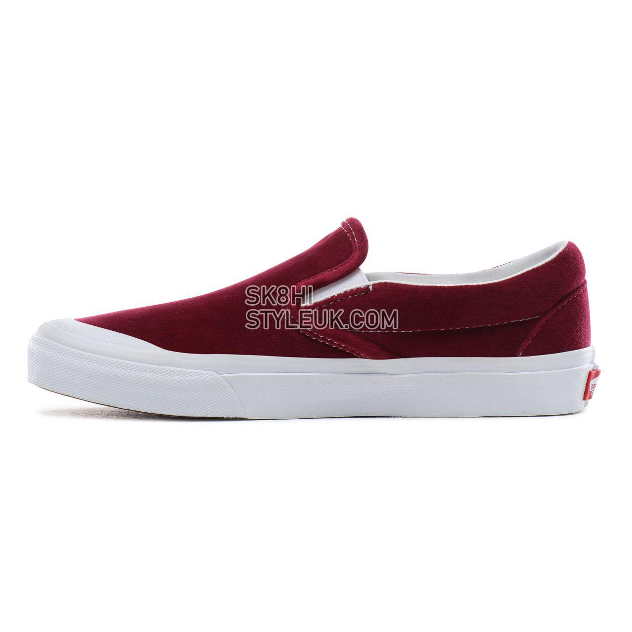 Vans Velvet Classic Slip-On TC Classic Womens - (Velvet) beet red/true white VN0A4P3CTCD Shoes