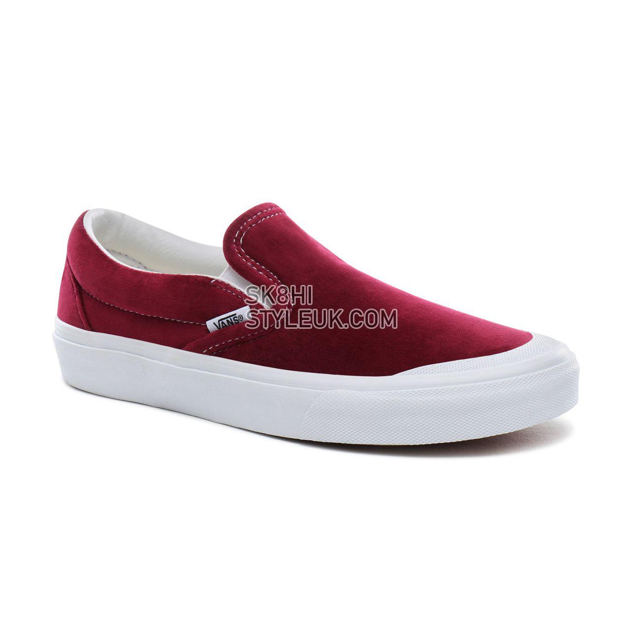 Vans Velvet Classic Slip-On TC Classic Womens - (Velvet) beet red/true white VN0A4P3CTCD Shoes