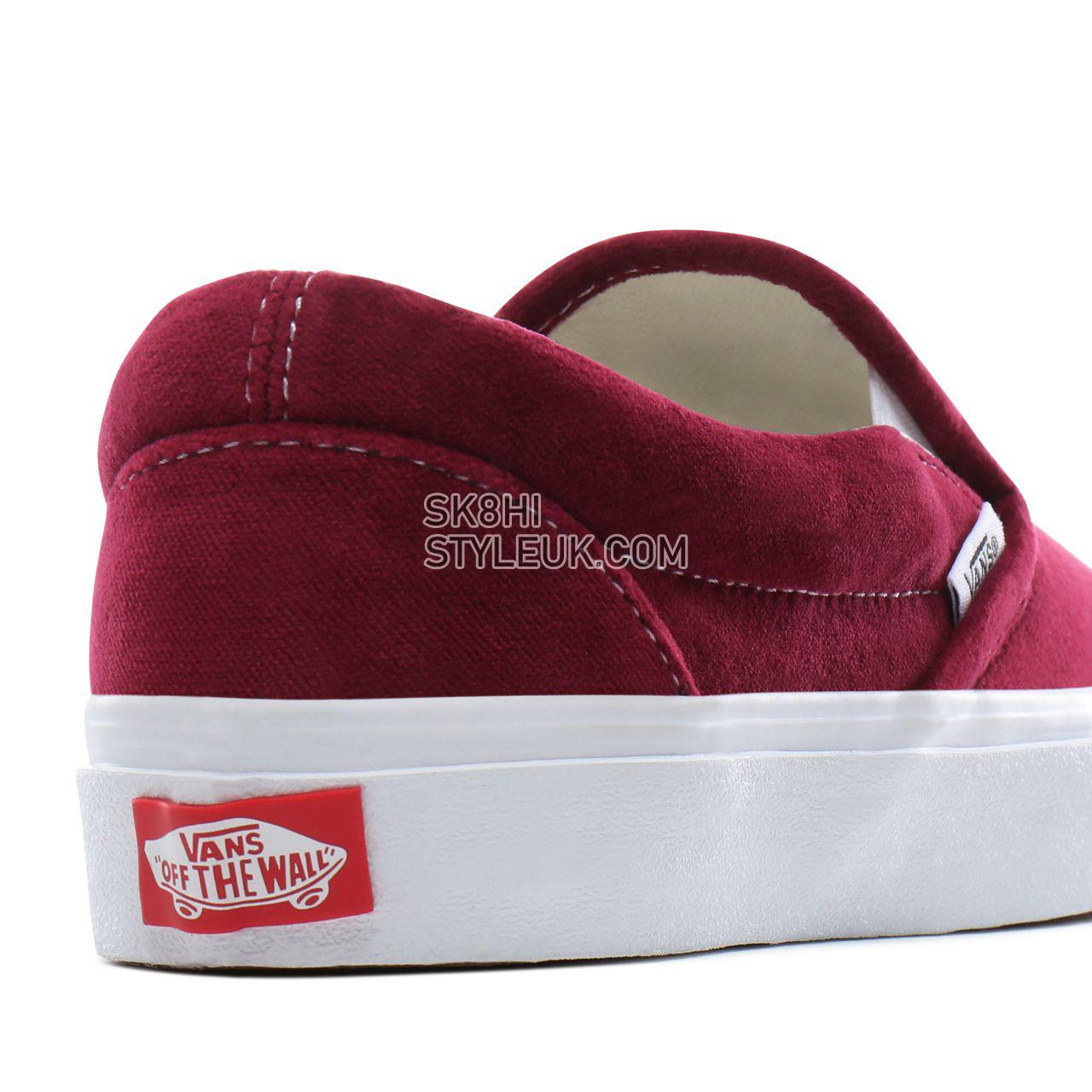 Vans Velvet Classic Slip-On TC Classic Womens - (Velvet) beet red/true white VN0A4P3CTCD Shoes