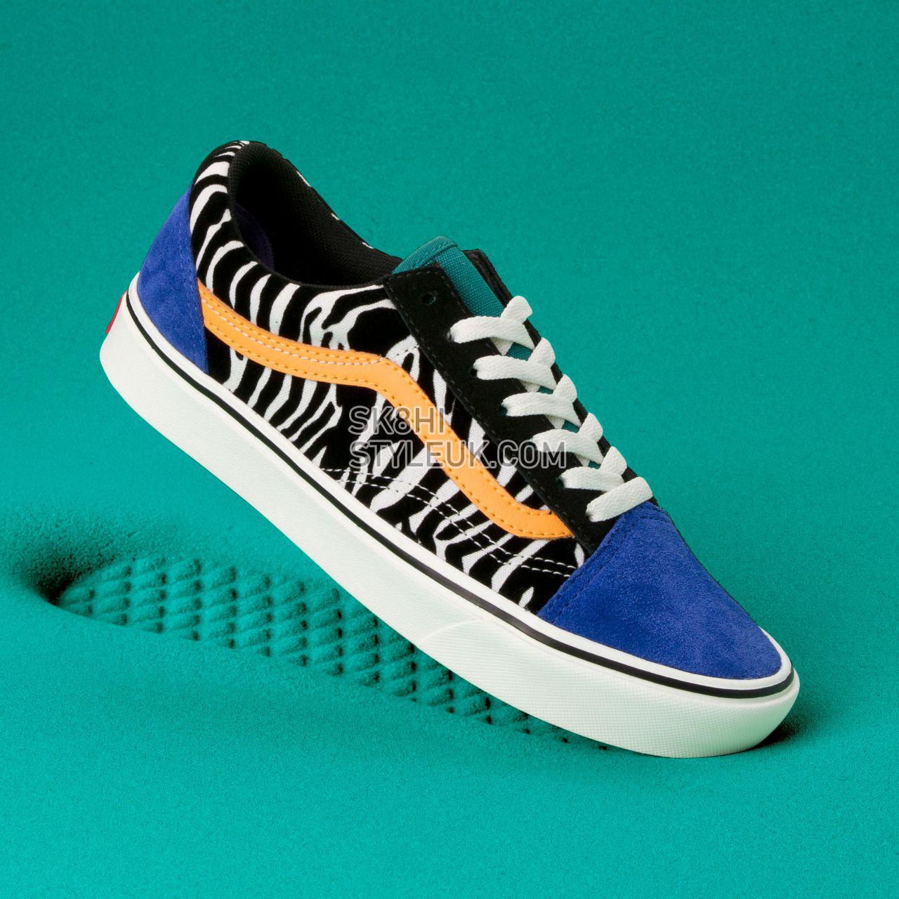 Vans Zebra ComfyCush Old Skool Classic Womens - (Zebra) Tidepool/Surf the web VN0A3WMAVWT Shoes