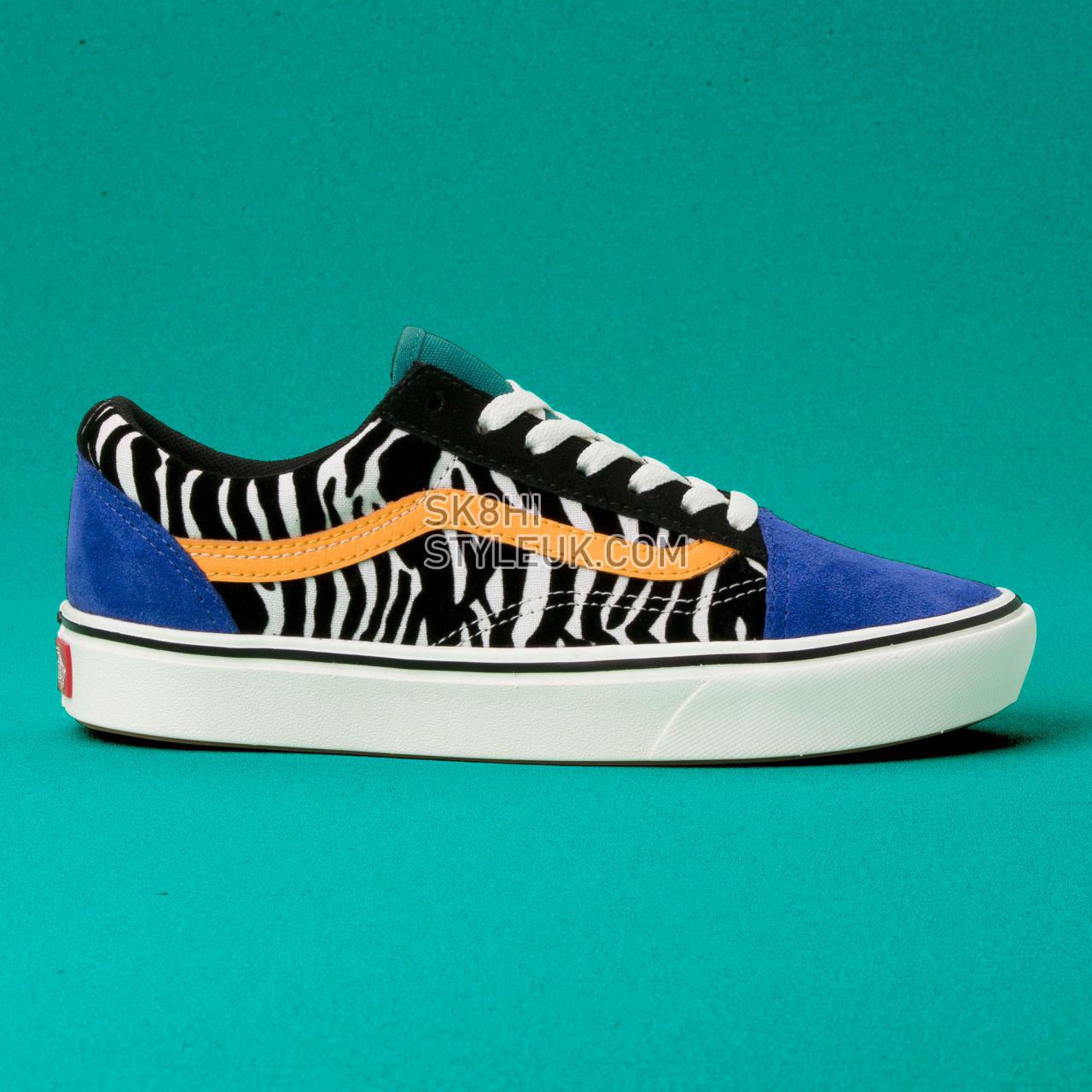 Vans Zebra ComfyCush Old Skool Classic Womens - (Zebra) Tidepool/Surf the web VN0A3WMAVWT Shoes