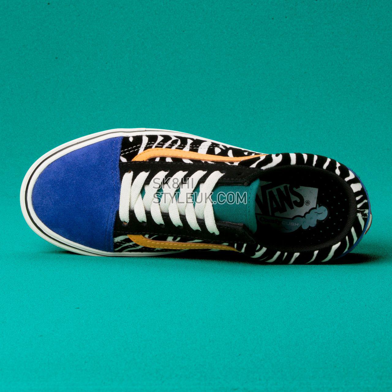 Vans Zebra ComfyCush Old Skool Classic Womens - (Zebra) Tidepool/Surf the web VN0A3WMAVWT Shoes