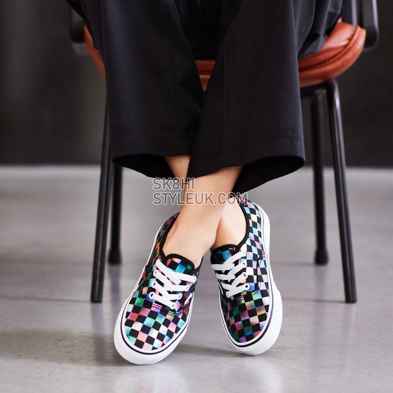 Vans Iridescent Check Authentic Classic Womens - (Iridescent Check) black/true white VN0A2Z5ISRY Shoes