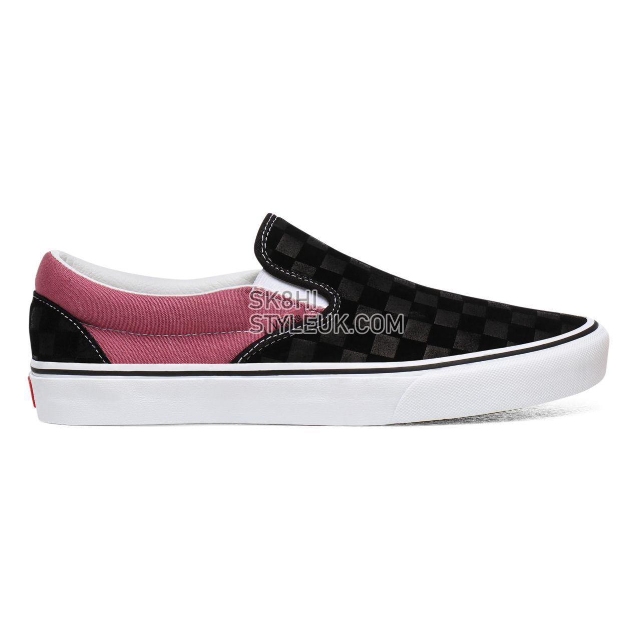 Vans Deboss Checkerboard Classic Slip-On Black Classic Mens Womens - (Deboss Checkerboard) Black/Heather Rose VN0A4U38WS5 Shoes