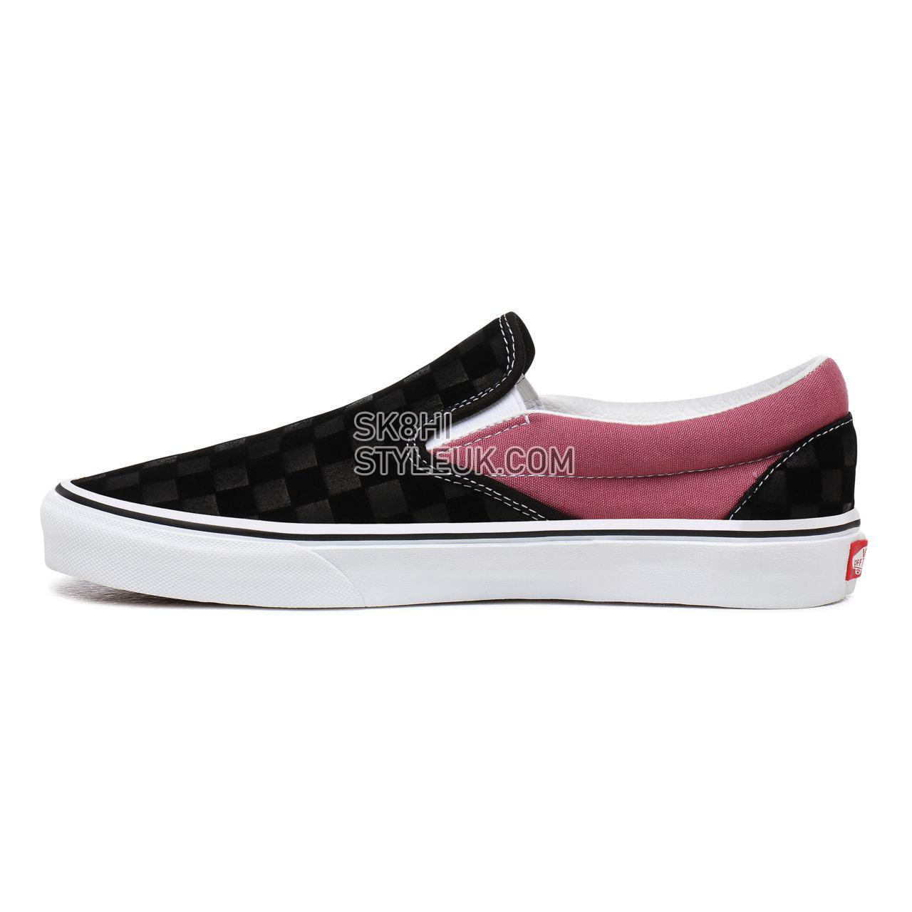 Vans Deboss Checkerboard Classic Slip-On Black Classic Mens Womens - (Deboss Checkerboard) Black/Heather Rose VN0A4U38WS5 Shoes