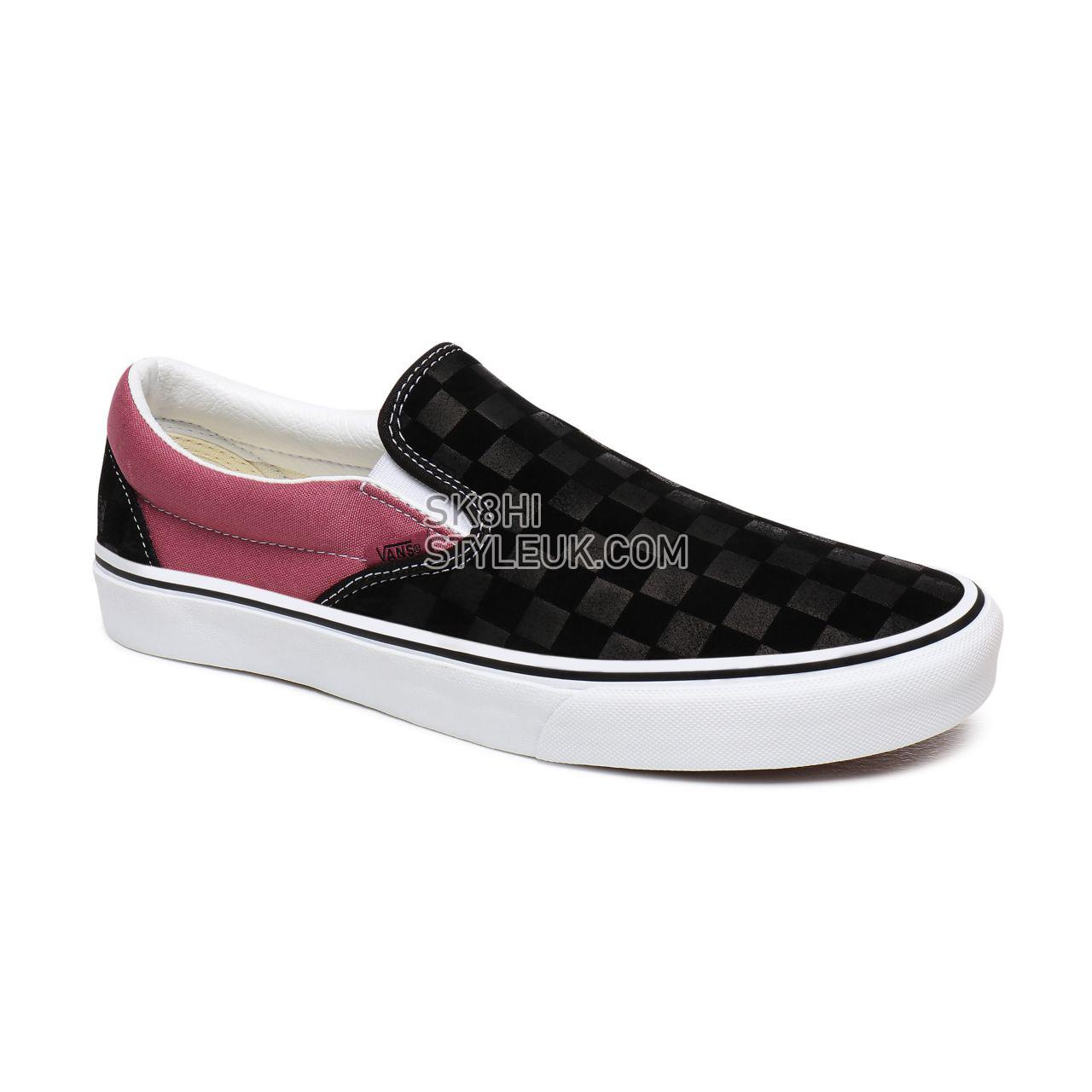 Vans Deboss Checkerboard Classic Slip-On Black Classic Mens Womens - (Deboss Checkerboard) Black/Heather Rose VN0A4U38WS5 Shoes