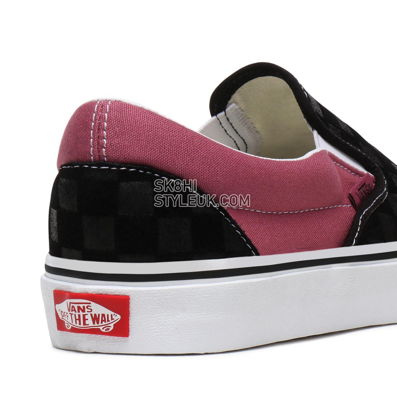 Vans Deboss Checkerboard Classic Slip-On Black Classic Mens Womens - (Deboss Checkerboard) Black/Heather Rose VN0A4U38WS5 Shoes