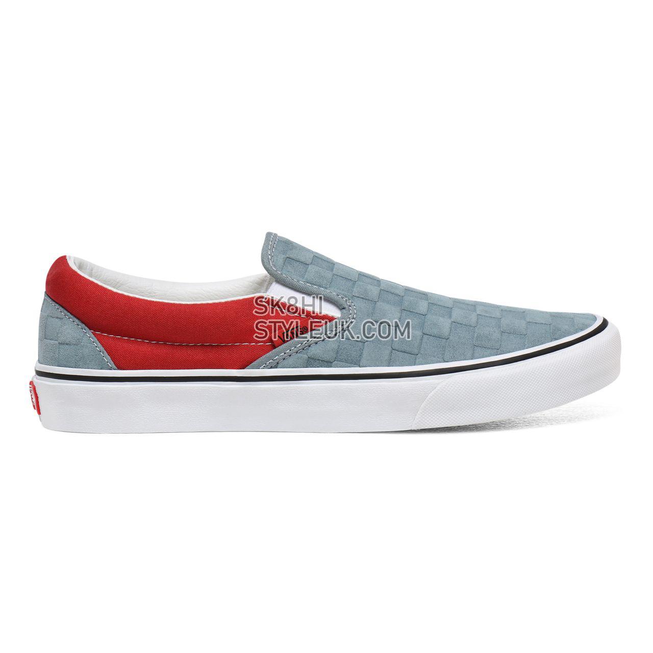 Vans Deboss Checkerboard Classic Slip-On Red Classic Mens Womens - (Deboss Checkerboard) Lead/Pompeian Red VN0A4U38WS6 Shoes