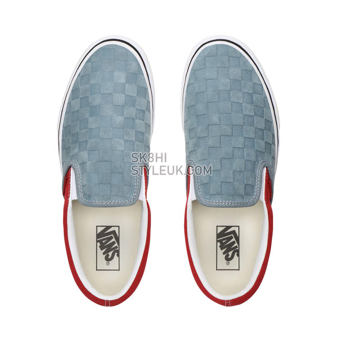 Vans Deboss Checkerboard Classic Slip-On Red Classic Mens Womens - (Deboss Checkerboard) Lead/Pompeian Red VN0A4U38WS6 Shoes