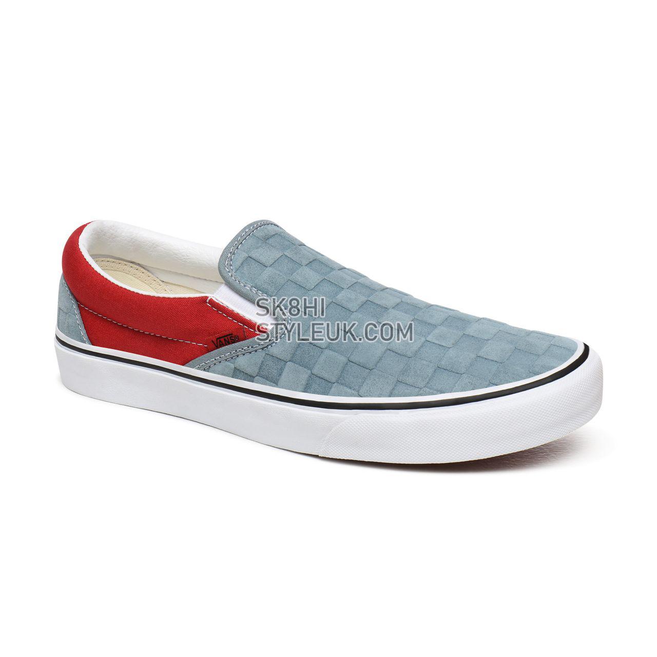 Vans Deboss Checkerboard Classic Slip-On Red Classic Mens Womens - (Deboss Checkerboard) Lead/Pompeian Red VN0A4U38WS6 Shoes