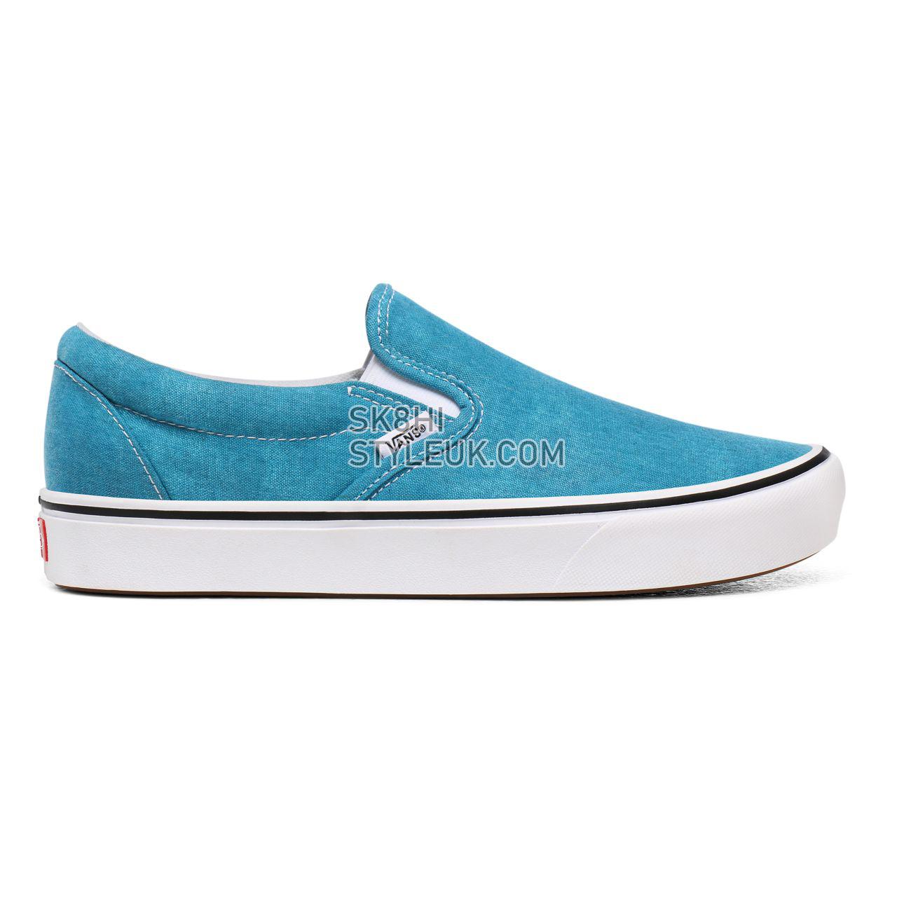 Vans Washed Canvas ComfyCush Slip-On Blue Classic Mens Womens - (Washed Canvas) Caribbean Sea VN0A3WMDWXQ Shoes