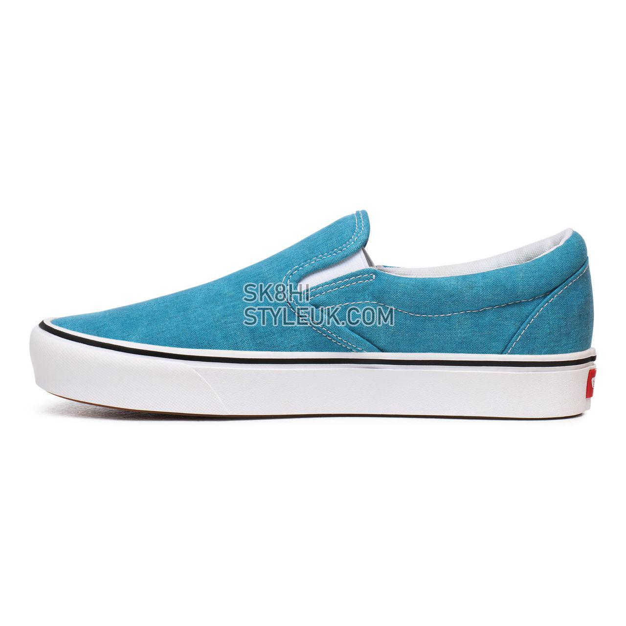 Vans Washed Canvas ComfyCush Slip-On Blue Classic Mens Womens - (Washed Canvas) Caribbean Sea VN0A3WMDWXQ Shoes