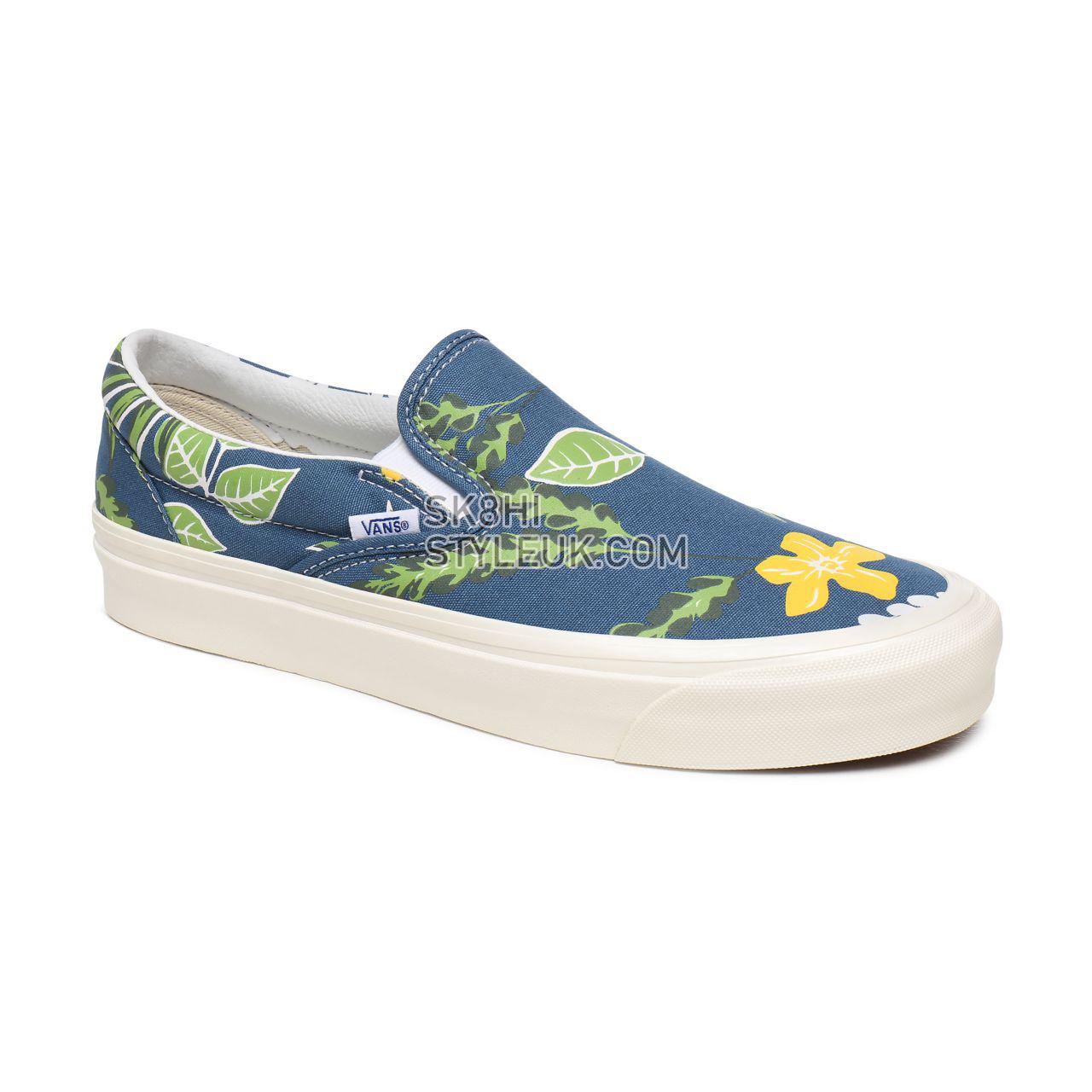 Vans Anaheim Factory Classic Slip-On 98 DX Blue Classic Mens Womens - (Anaheim Factory) Og Aloha/Og Navy VN0A3JEXWVQ Shoes