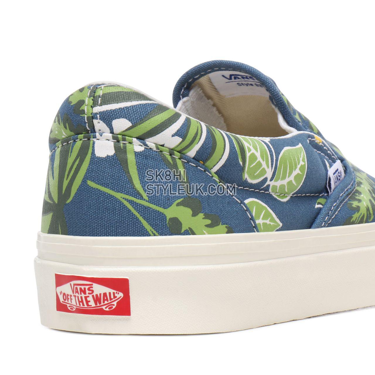 Vans Anaheim Factory Classic Slip-On 98 DX Blue Classic Mens Womens - (Anaheim Factory) Og Aloha/Og Navy VN0A3JEXWVQ Shoes