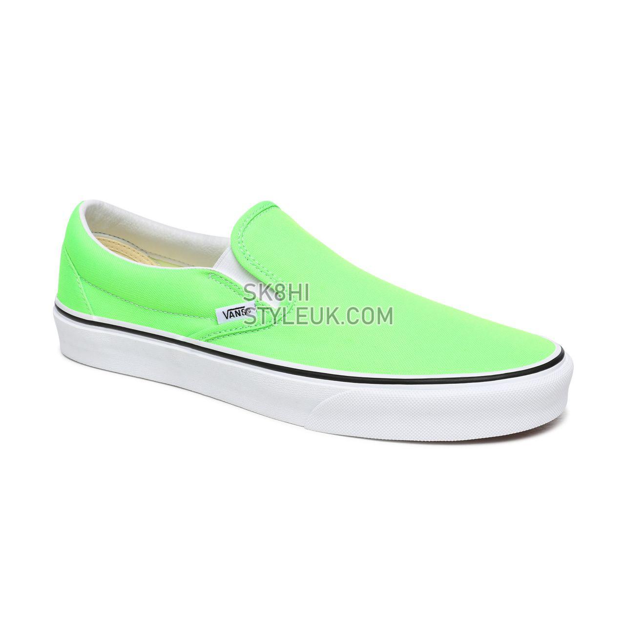 Vans Neon Classic Slip-On Green Classic Mens Womens - (Neon) Green Gecko/True White VN0A4U38WT5 Shoes