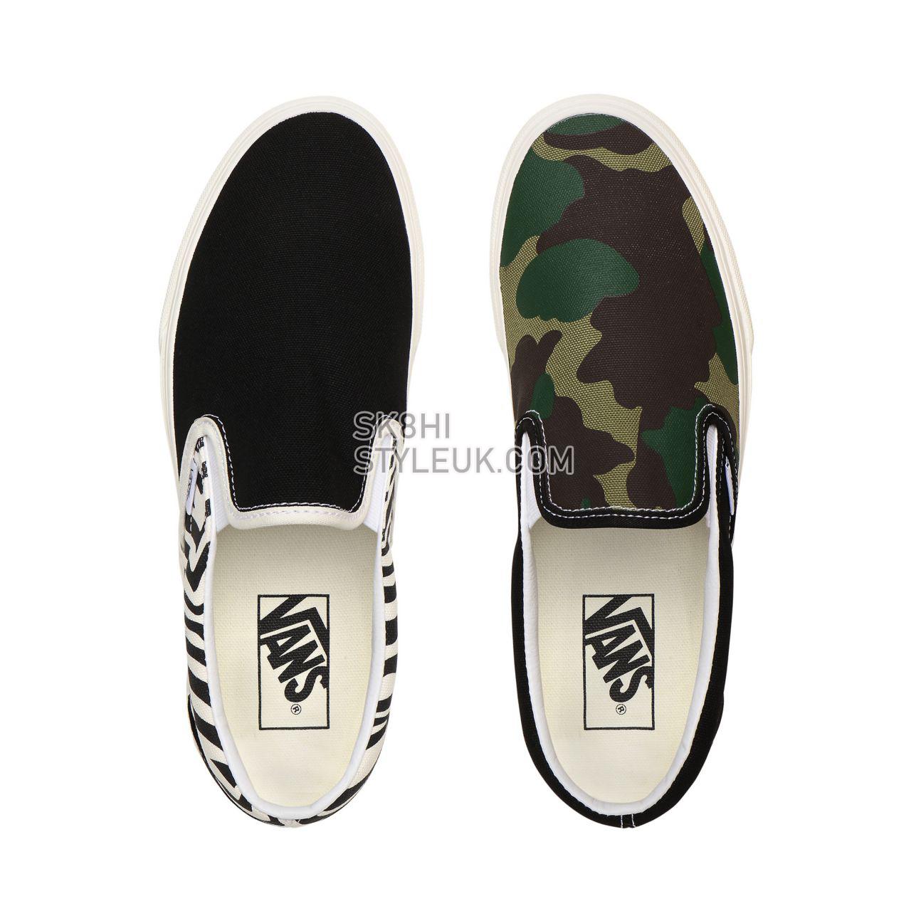 Vans Mismatch Classic Slip-On Multicolour Classic Mens Womens - (Mismatch) Zebra/Camo VN0A4U38WS8 Shoes