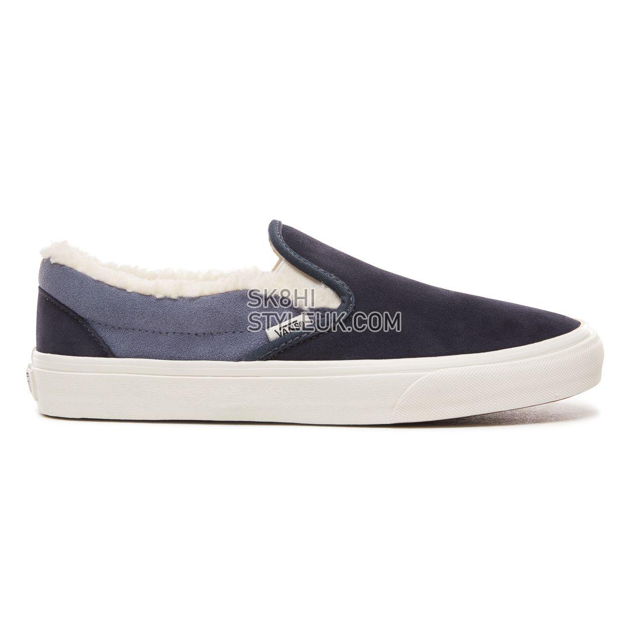 Vans Suede and Sherpa Classic Slip-on shoes Mens Womens - (Suede/Sherpa) Sky Captain/Grisaille VN0A38F7UM1 Shoes