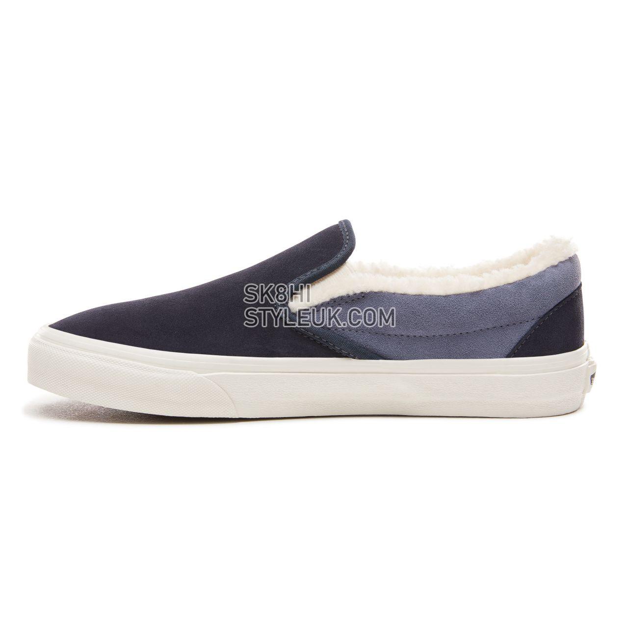 Vans Suede and Sherpa Classic Slip-on shoes Mens Womens - (Suede/Sherpa) Sky Captain/Grisaille VN0A38F7UM1 Shoes