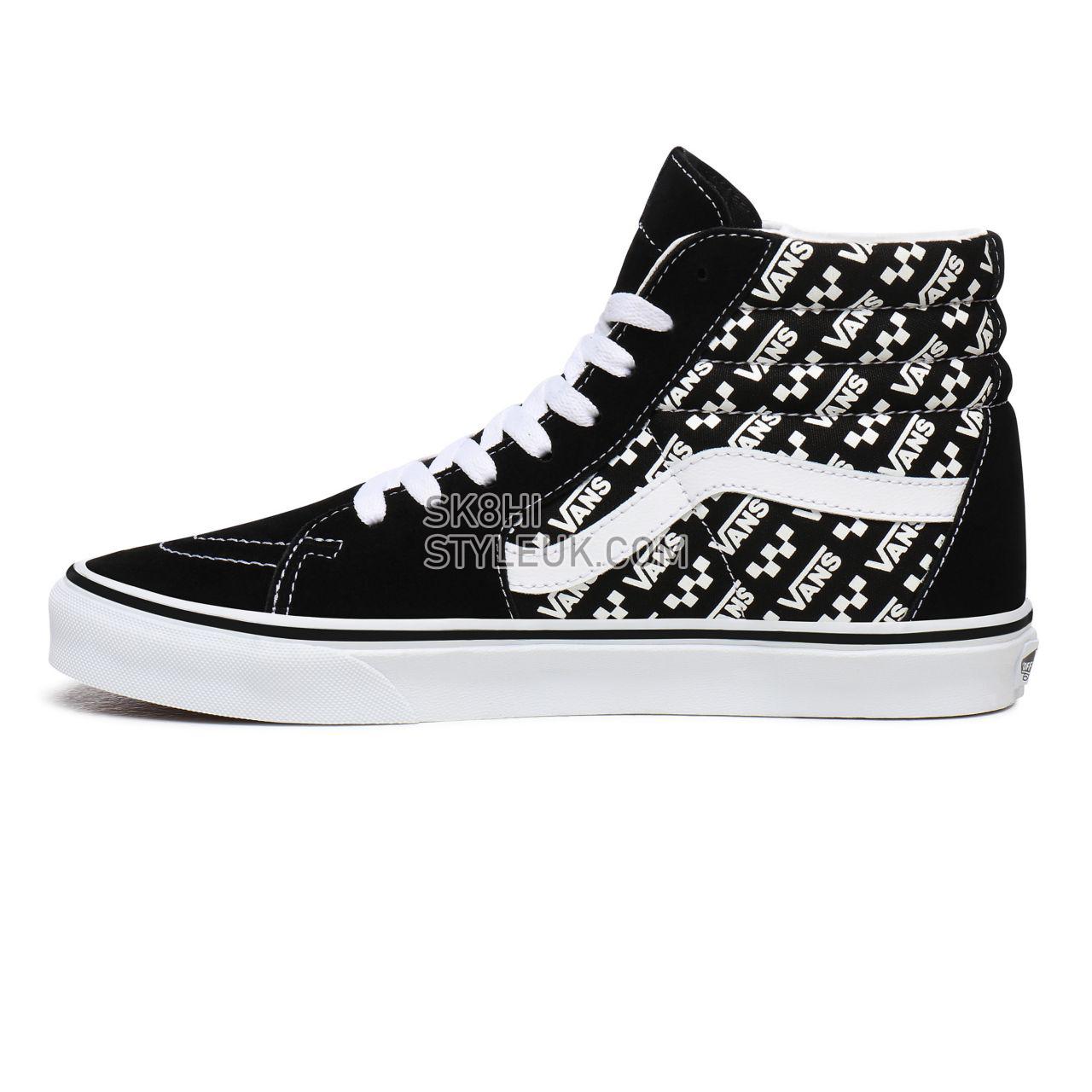 Vans Logo Repeat Sk8-Hi Black Classic Mens Womens - (Logo Repeat) Black/True White VN0A4U3CTEZ Shoes