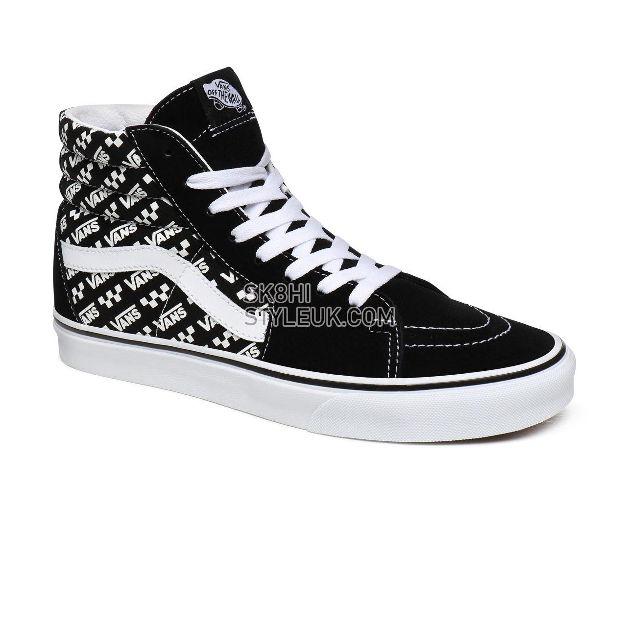 Vans Logo Repeat Sk8-Hi Black Classic Mens Womens - (Logo Repeat) Black/True White VN0A4U3CTEZ Shoes