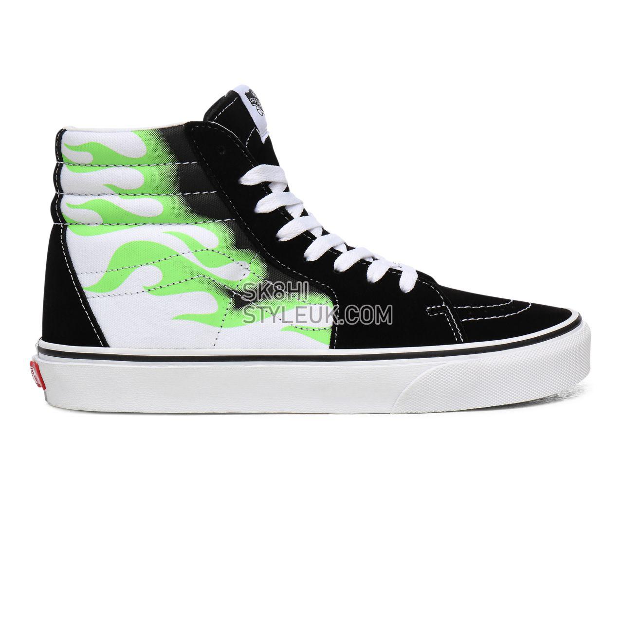 Vans Flame Sk8-Hi Black Classic Mens Womens - (Flame) Black/True White VN0A4U3CXEY Shoes