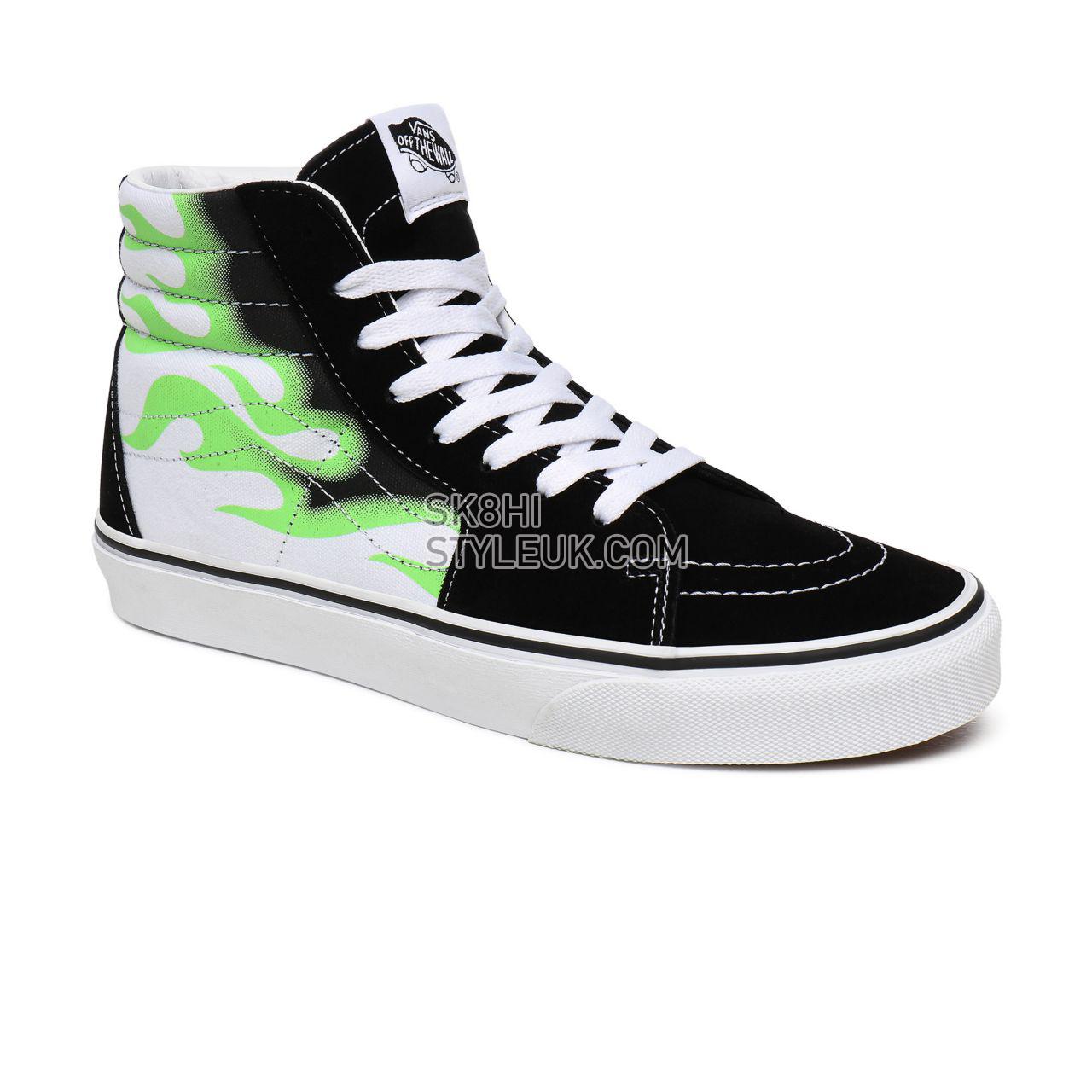 Vans Flame Sk8-Hi Black Classic Mens Womens - (Flame) Black/True White VN0A4U3CXEY Shoes