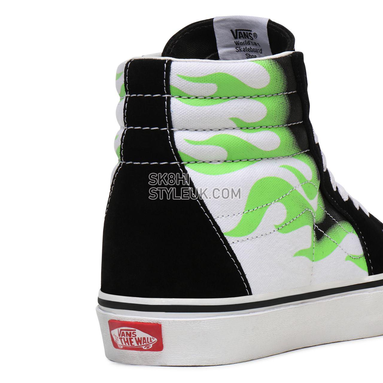 Vans Flame Sk8-Hi Black Classic Mens Womens - (Flame) Black/True White VN0A4U3CXEY Shoes