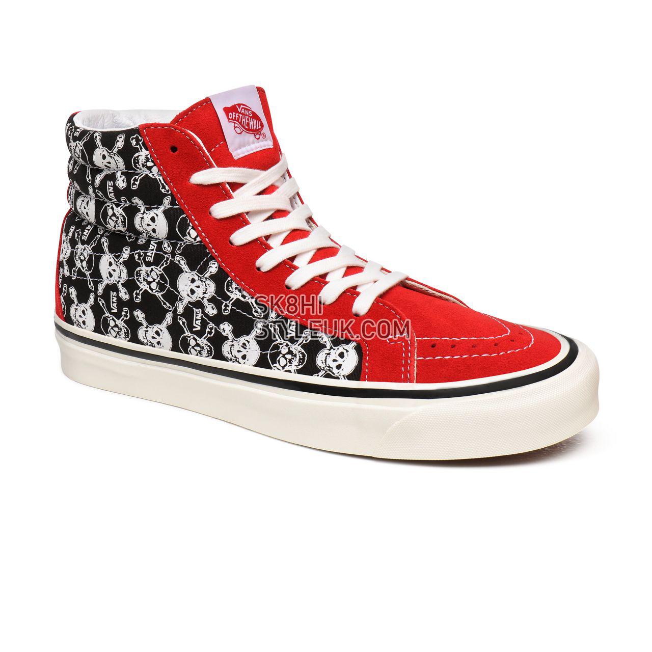 Vans Anaheim Factory Sk8-Hi 38 DX Red Classic Mens Womens - (Anaheim Factory) Og Skulls/Og Red/Og Black VN0A38GFX7Z Shoes