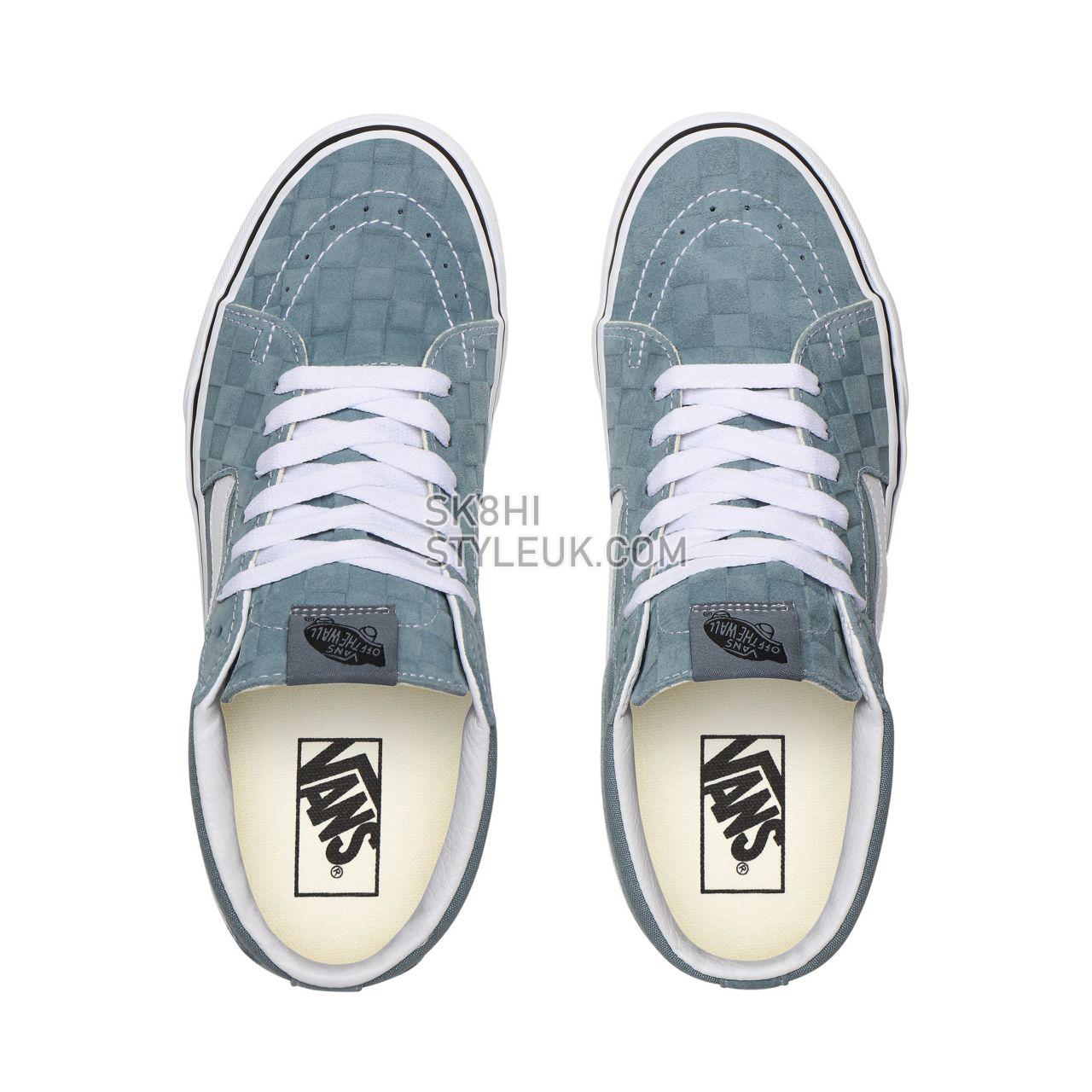 Vans Deboss Checkerboard Sk8-Mid Grey Classic Mens Womens - (Deboss Checkerboard) Lead/True White VN0A3WM3XHY Shoes