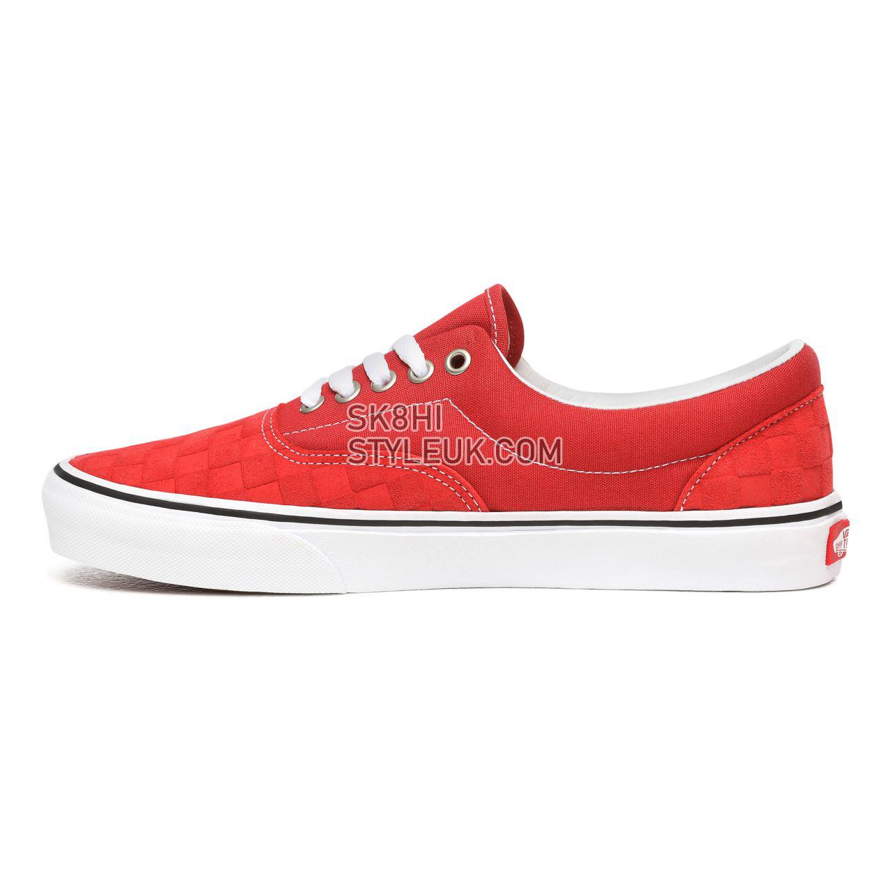 Vans Deboss Checkerboard Era Red Classic Mens Womens - (Deboss Checkerboard) Pompeian Red/True White VN0A4U39WJ2 Shoes