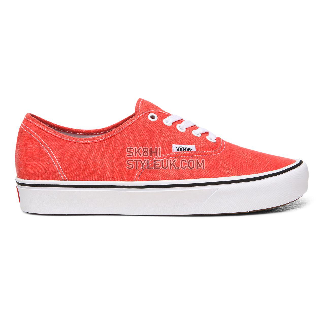 Vans Washed Canvas ComfyCush Authentic Red Classic Mens Womens - (Washed Canvas) Grenadine VN0A3WM7WWC Shoes