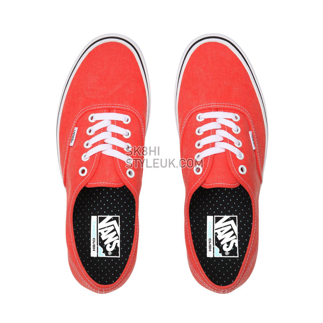 Vans Washed Canvas ComfyCush Authentic Red Classic Mens Womens - (Washed Canvas) Grenadine VN0A3WM7WWC Shoes